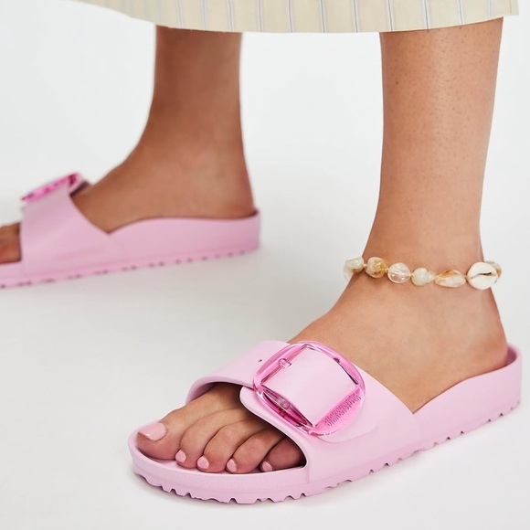 NWOT Birkenstock Madrid Big Buckle Eva Rubber Sandals in Fondant Pink - Picture 2 of 6